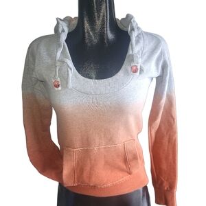 Element White and Orange Gradient Ombre Pullover Scoop Neck Hoodie Size S